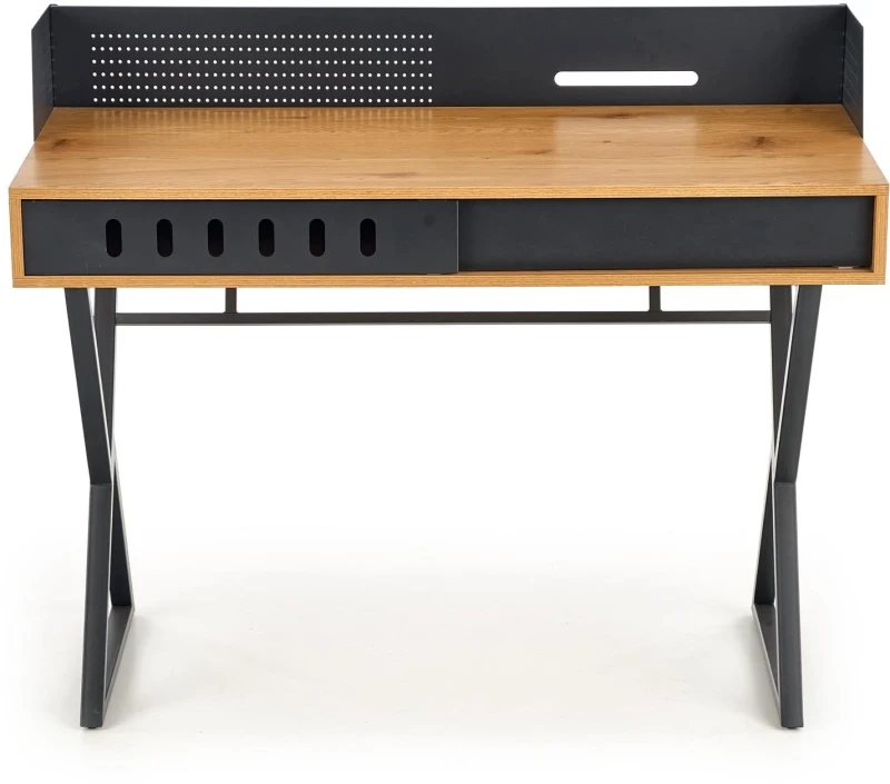 Biurko B43 z szufladą dąb złoty / czarny