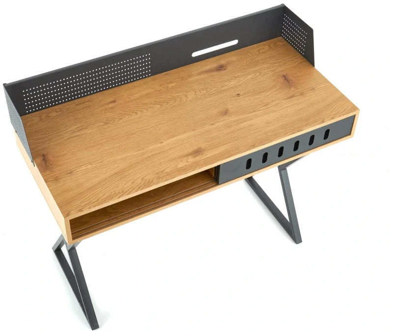 Biurko B43 z szufladą dąb złoty / czarny