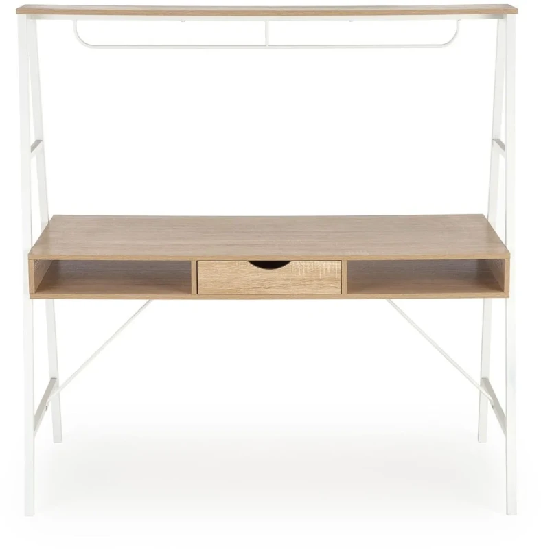 Biurko dwustanowiskowe B48 z szufladą dąb sonoma / biały