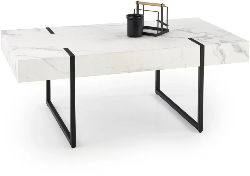 Ława Blanca do salonu biały marmur/czarny