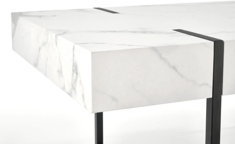 Ława Blanca do salonu biały marmur/czarny