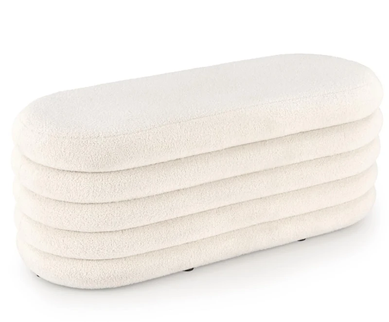 Ławka tapicerowana Bliss 105 cm z pojemnikiem kremowa