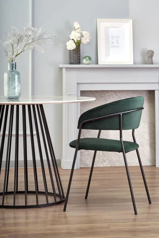 Stół okrągły Brodway 110 cm blat biały marmur/czarny