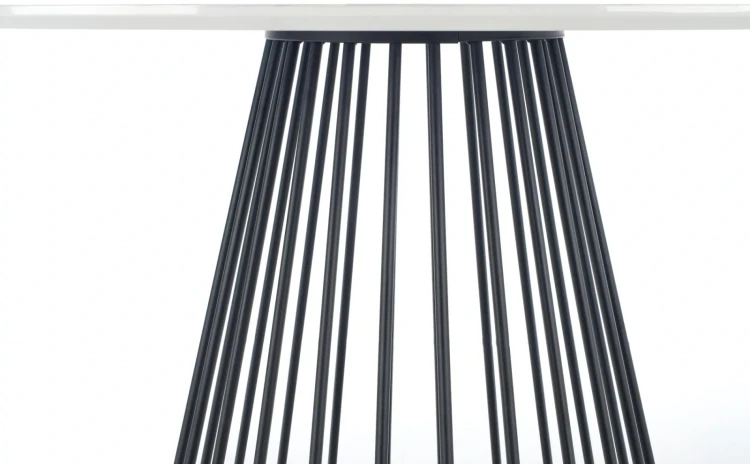 Stół okrągły Brodway 110 cm blat biały marmur/czarny