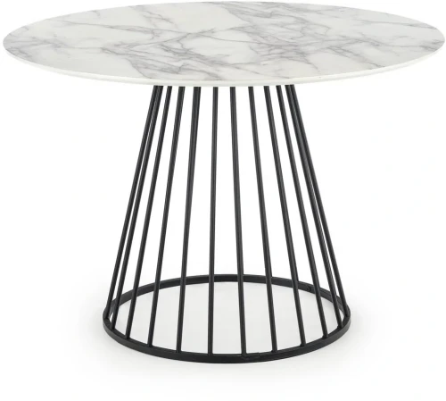 Stół okrągły Brodway 110 cm blat biały marmur/czarny