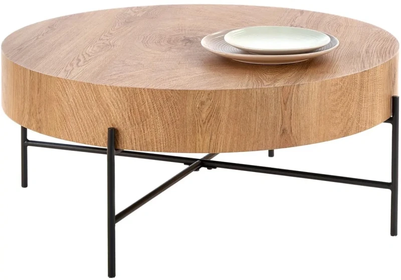 Ława okrągła Brooklyn do salonu dąb naturalny/czarny