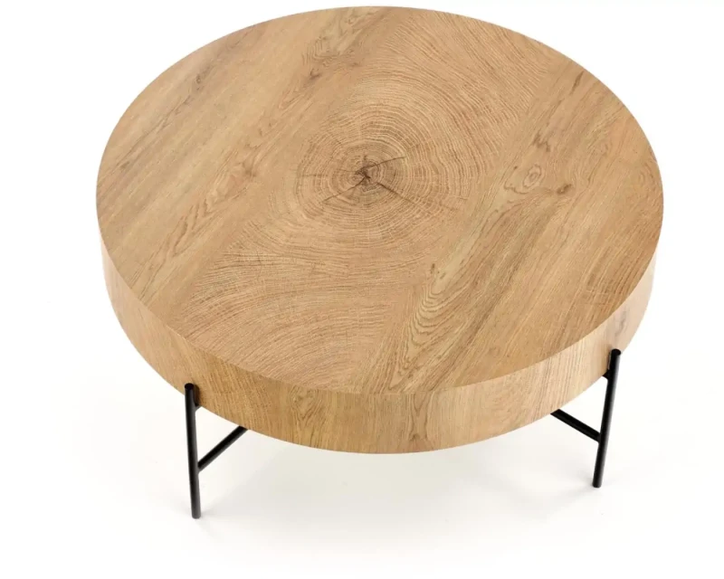 Ława okrągła Brooklyn do salonu dąb naturalny/czarny
