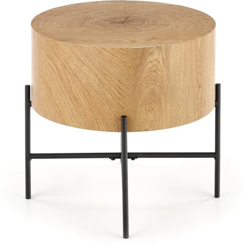 Ława okrągła Brooklyn-S 45 cm do salonu dąb naturalny/czarny