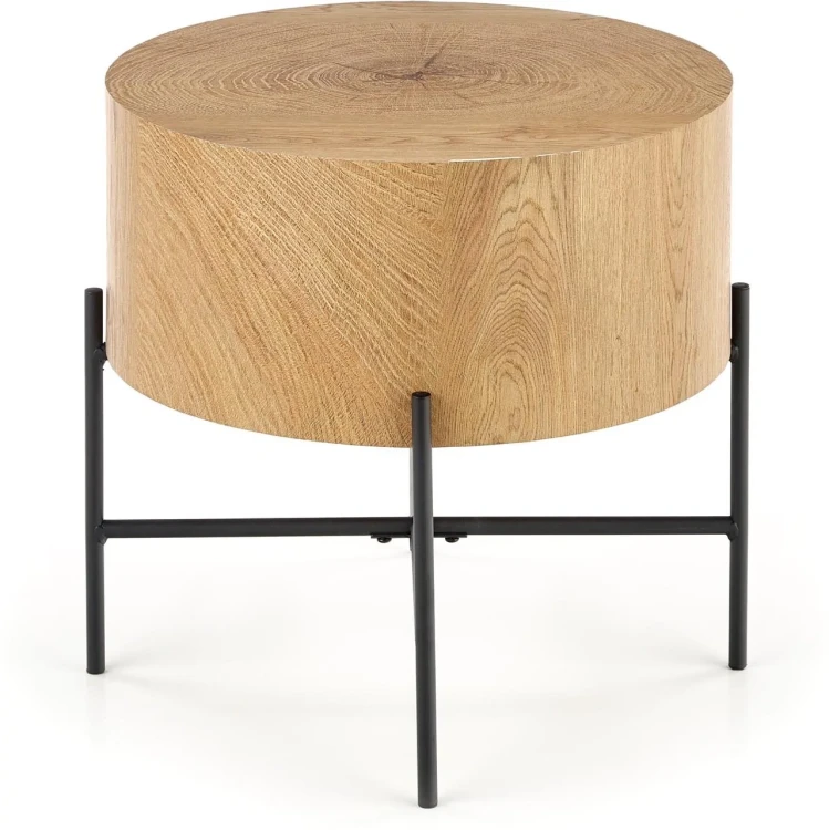 Ława okrągła Brooklyn-S 45 cm do salonu dąb naturalny/czarny