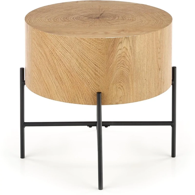 Ława okrągła Brooklyn-S 45 cm do salonu dąb naturalny/czarny