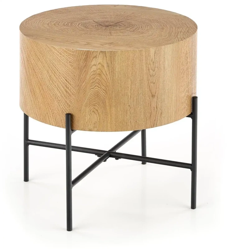 Ława okrągła Brooklyn-S 45 cm do salonu dąb naturalny/czarny