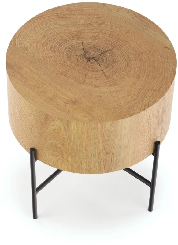 Ława okrągła Brooklyn-S 45 cm do salonu dąb naturalny/czarny