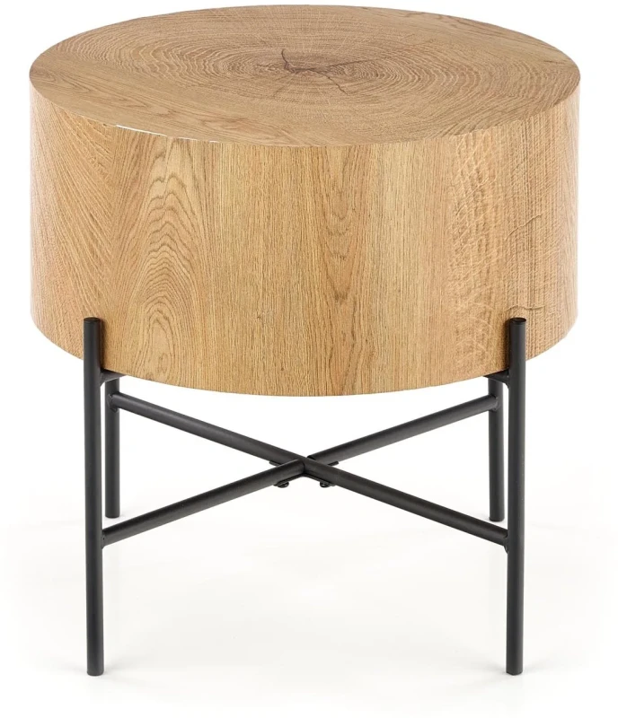 Ława okrągła Brooklyn-S 45 cm do salonu dąb naturalny/czarny