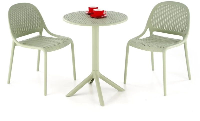 Stół ogrodowy Calvo okrągły nowoczesny polipropylen na taras 60 cm miętowy