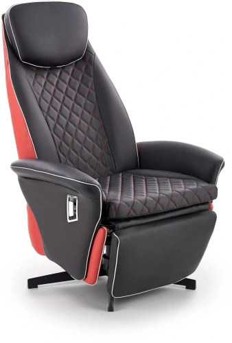 Fotel wypoczynkowy Camaro z podnóżkiem do salonu czarny/czerwony