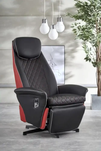 Fotel wypoczynkowy Camaro z podnóżkiem do salonu czarny/czerwony
