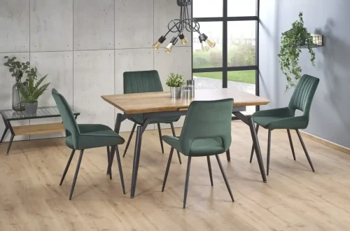 Stół rozkładany Cambell 140 - 180 cm dąb naturalny/czarny