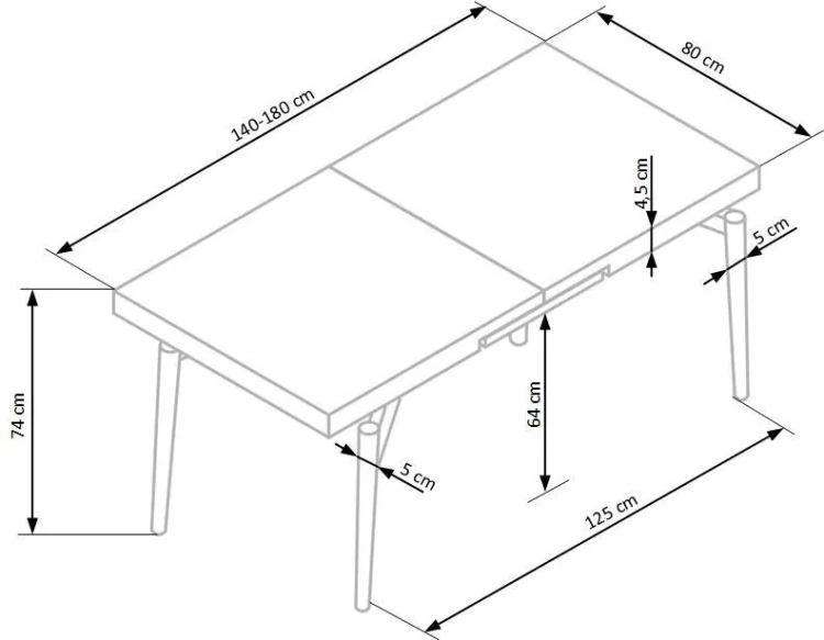 Stół rozkładany Cambell 140 - 180 cm dąb naturalny/czarny