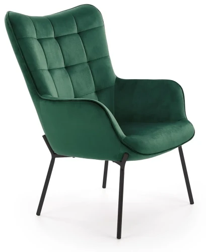 Fotel wypoczynkowy Castel do salonu ciemny zielony/czarny