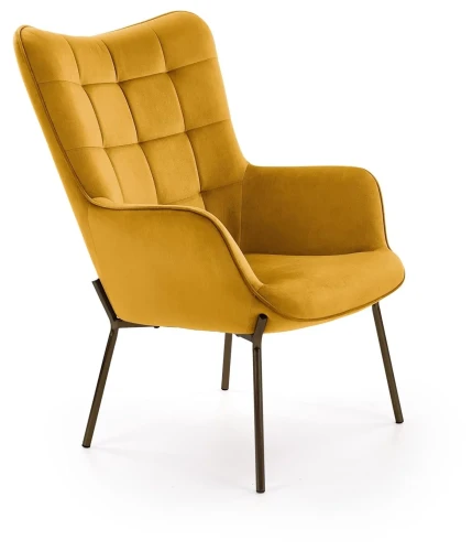 Fotel wypoczynkowy Castel do salonu musztardowy/czarny