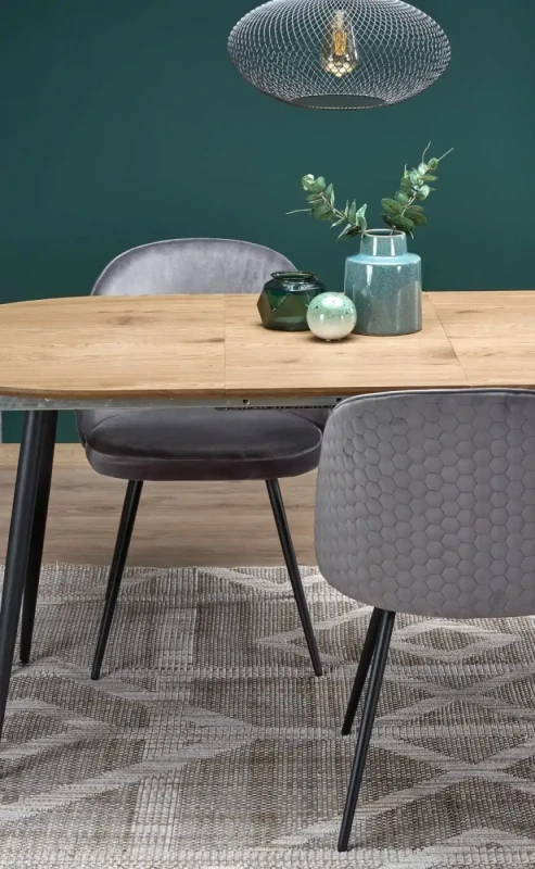 tół rozkładany Colorado 120-160 cm owalny dąb złoty / czarny