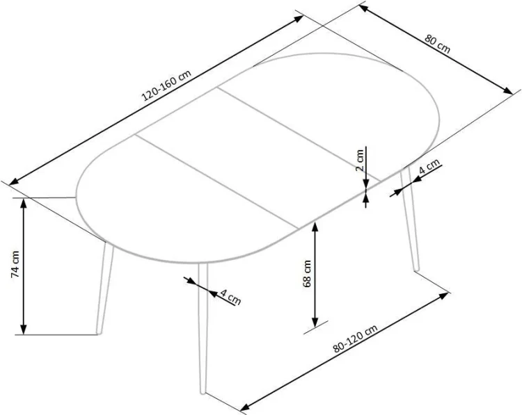 tół rozkładany Colorado 120-160 cm owalny dąb złoty / czarny