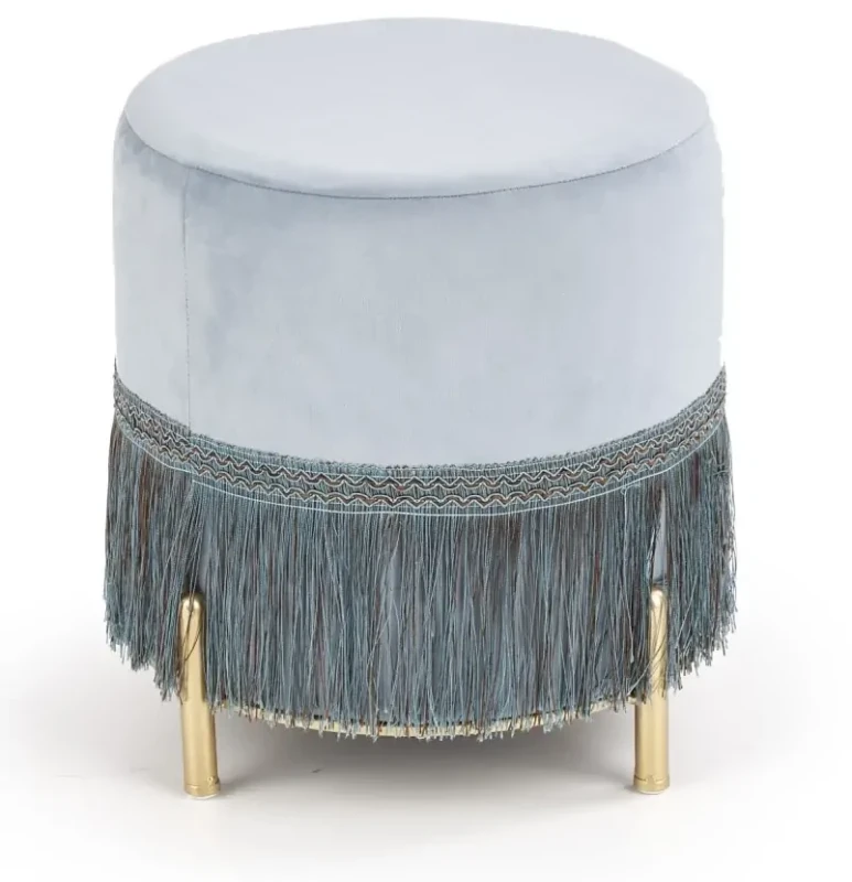 Pufa Cosby 39 cm do salonu jasny niebieski/złoty