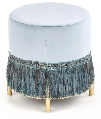 Pufa Cosby 39 cm do salonu jasny niebieski/złoty