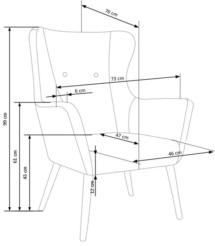 Fotel wypoczynkowy Cotto do salonu niebieski