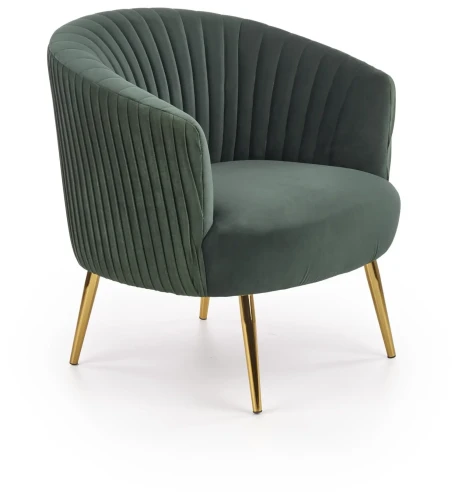 Fotel wypoczynkowy Crown nowoczesny do salonu ciemny zielony / złoty