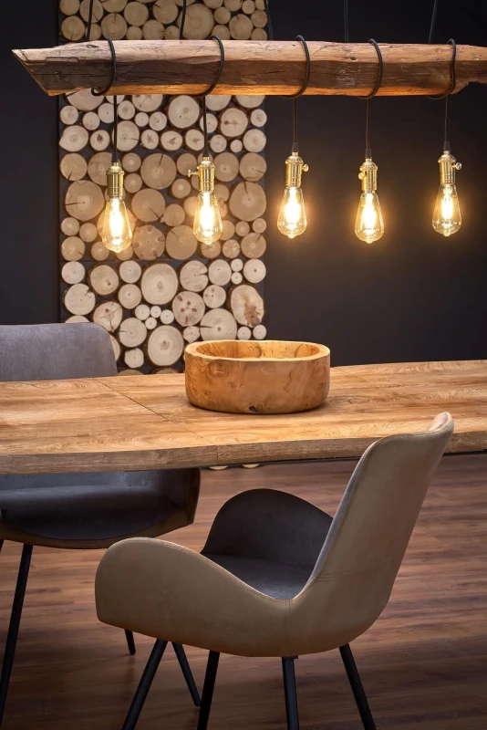 Stół rozkładany Dickson 120-180cm blat dąb naturalny/czarny