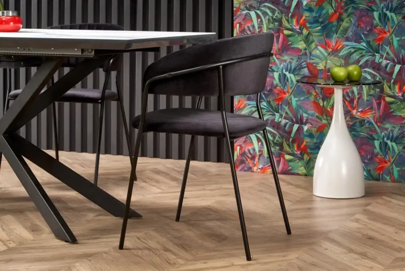 Stół rozkładany Diesel 160-200cm blat biały marmur/czarny