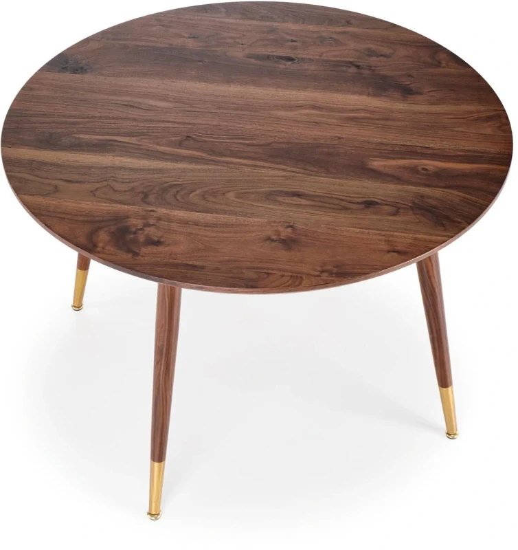 Stół okrągły Domenico 110cm blat orzech/orzech złoty