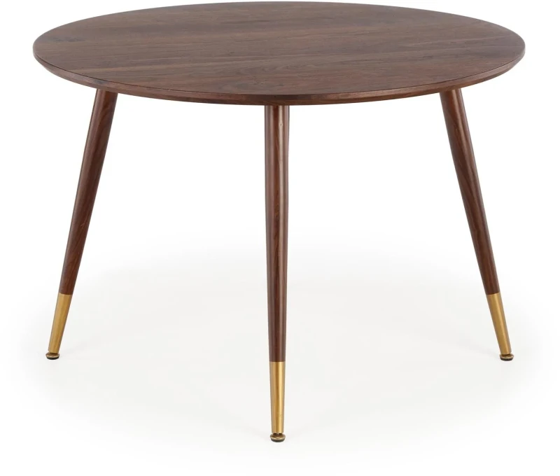 Stół okrągły Domenico 110cm blat orzech/orzech złoty