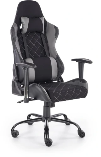 Fotel gamingowy Drake obrotowy z regulacją podłokietników czarny/popielaty