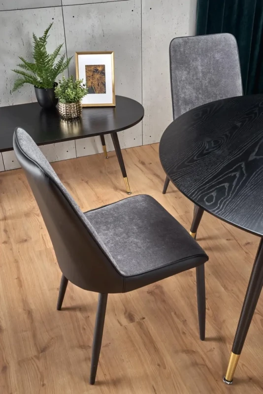 Stół okrągły Embos 120cm do jadalni blat czarny/złoty