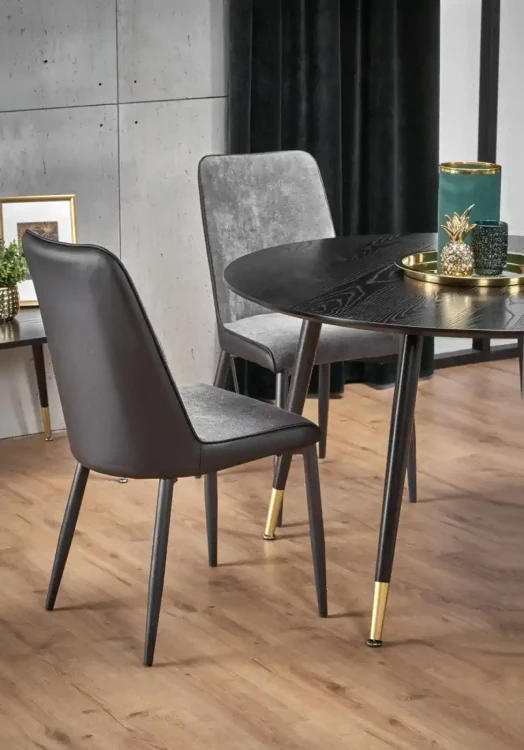 Stół okrągły Embos 120cm do jadalni blat czarny/złoty