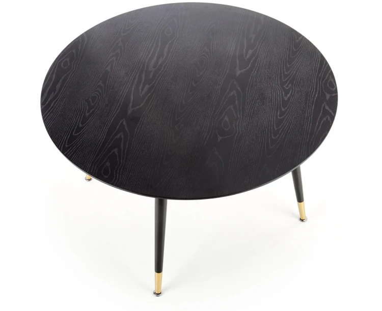 Stół okrągły Embos 120cm do jadalni blat czarny/złoty