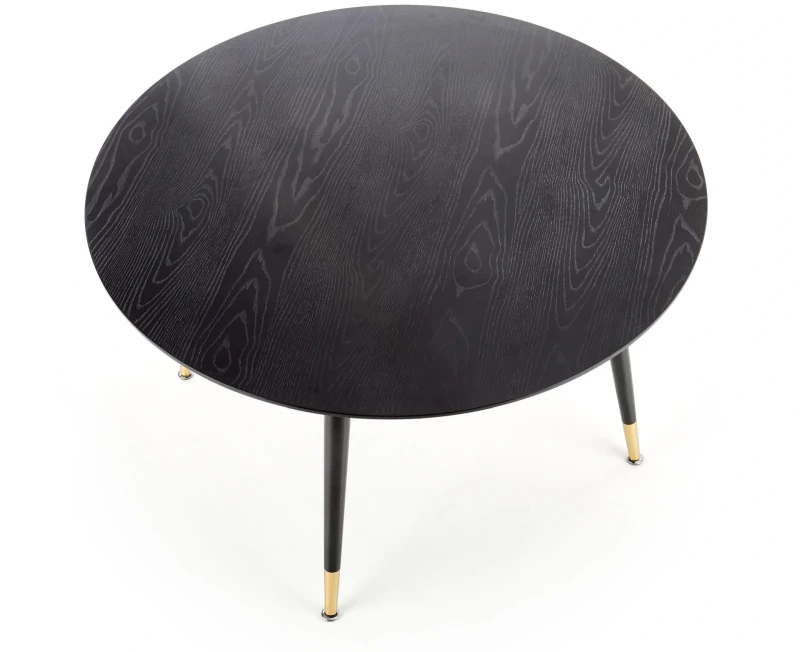 Stół okrągły Embos 120cm do jadalni blat czarny/złoty