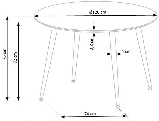 Stół okrągły Embos 120cm do jadalni blat czarny/złoty