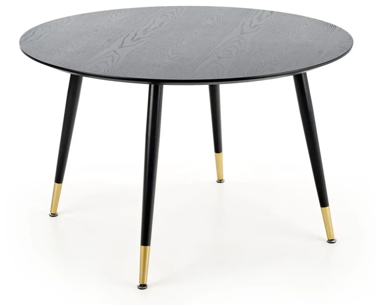 Stół okrągły Embos 120cm do jadalni blat czarny/złoty