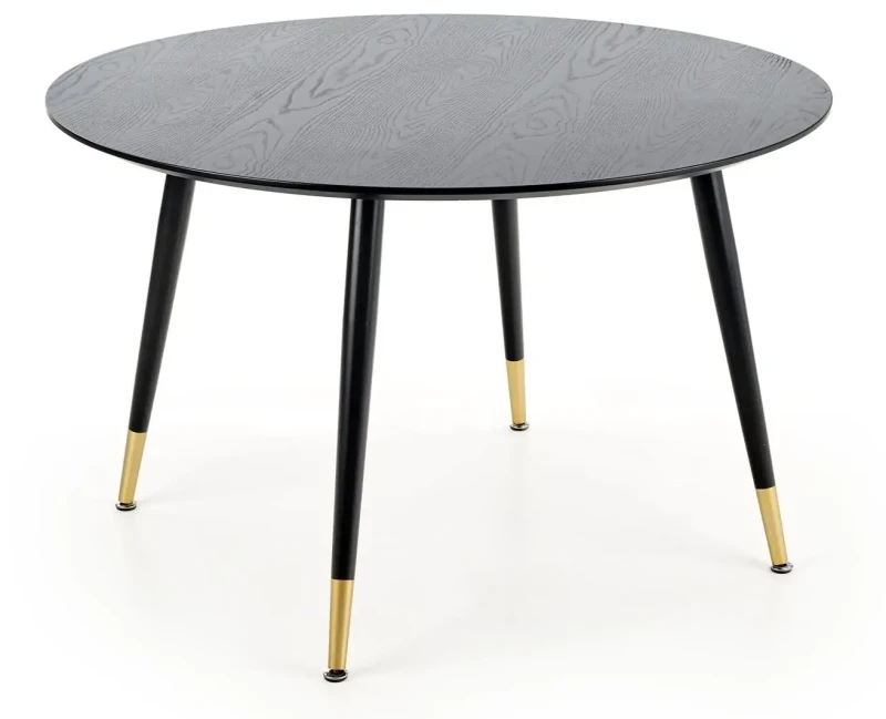 Stół okrągły Embos 120cm do jadalni blat czarny/złoty