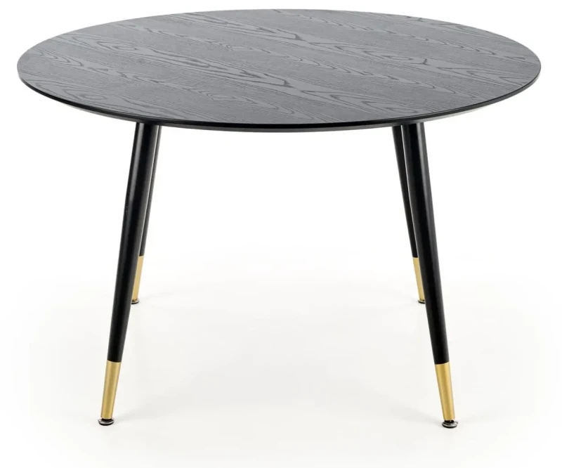 Stół okrągły Embos 120cm do jadalni blat czarny/złoty