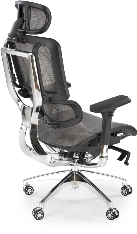 Fotel obrotowy Ethan ergonomiczny z siatki z zagłówkiem do biura popiel