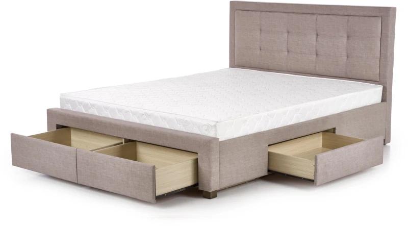 Łóżko podwójne Evora 160x200cm z szufladami beżowy