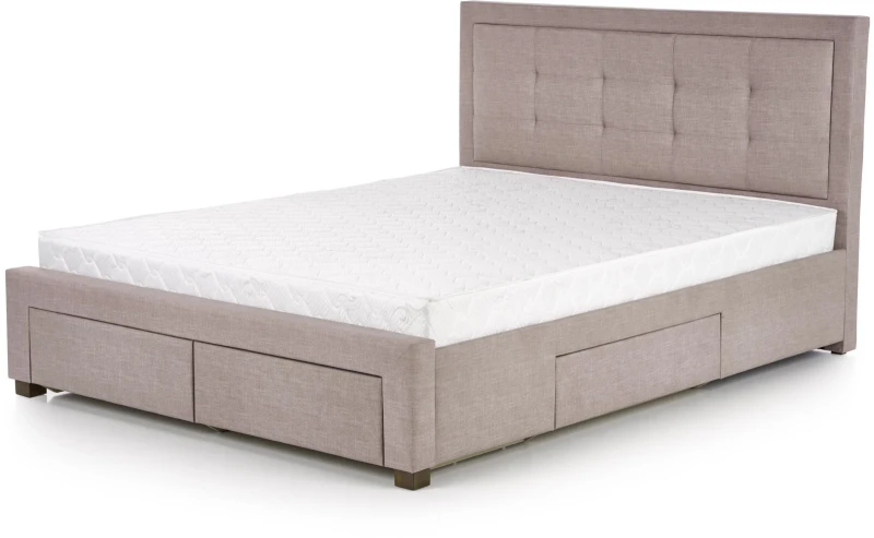 Łóżko podwójne Evora 160x200cm z szufladami beżowy