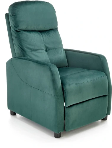 Fotel wypoczynkowy Felipe 2 z podnóżkiem do salonu ciemny zielony