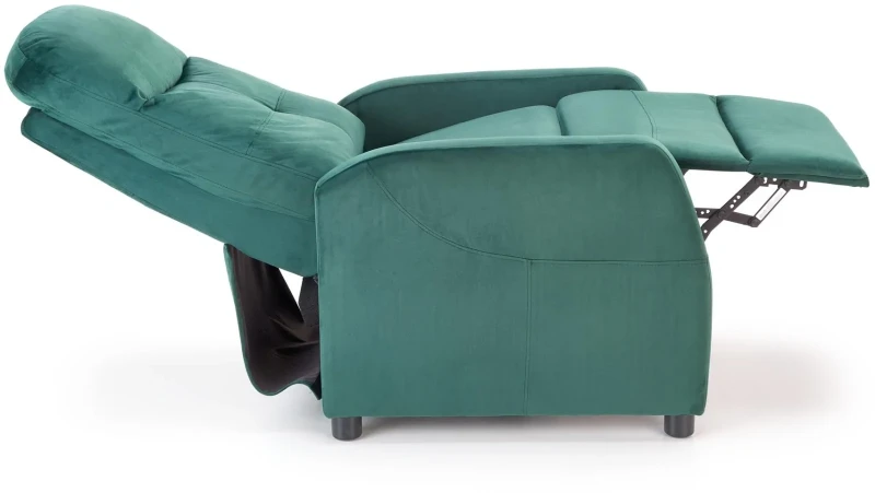 Fotel wypoczynkowy Felipe 2 z podnóżkiem do salonu ciemny zielony