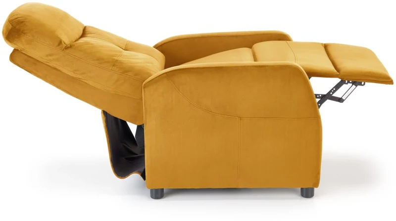 Fotel wypoczynkowy Felipe 2 z podnóżkiem do salonu musztardowy
