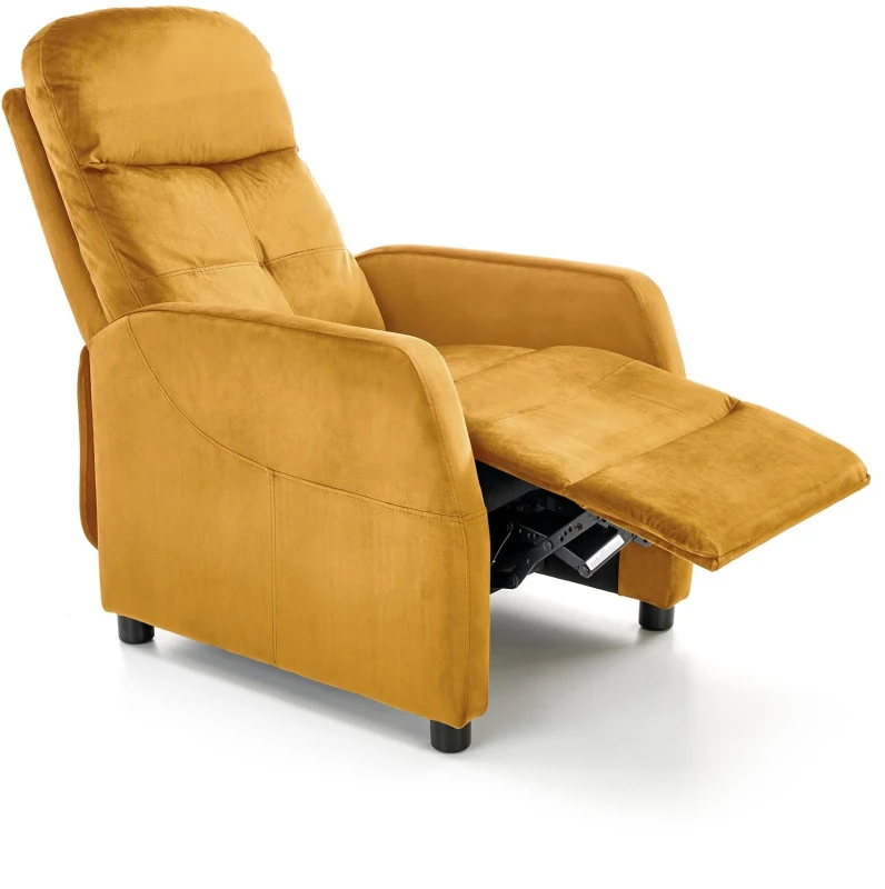 Fotel wypoczynkowy Felipe 2 z podnóżkiem do salonu musztardowy